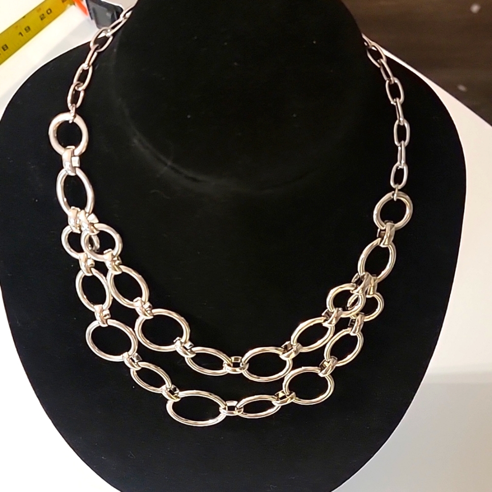 Bnwt Alfani Silver Layered Statement Necklace - image 3